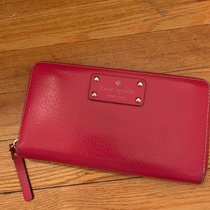 Pink, leather, zip-around, Kate Spade wallet